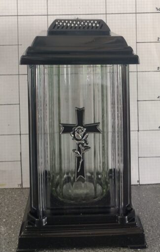 KAPLICZKA CZARNA 5 APLIKACJA KRZYŻ SREBRO