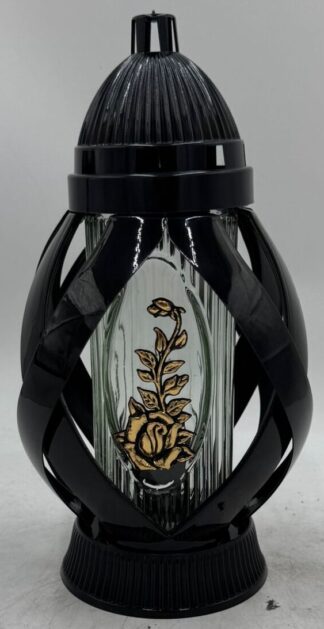 WSTĘGA 2 CZARNA KWIAT ZŁOTO