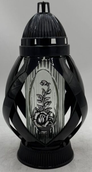 WSTĘGA 2 CZARNA KWIAT SREBRO