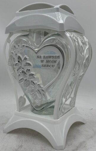 LAMPION Z7 BIAŁY APLIKACJA SREBRO