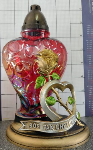 ZP LAMPION SERCE APLIKACJA RÓŻA CZERWONY