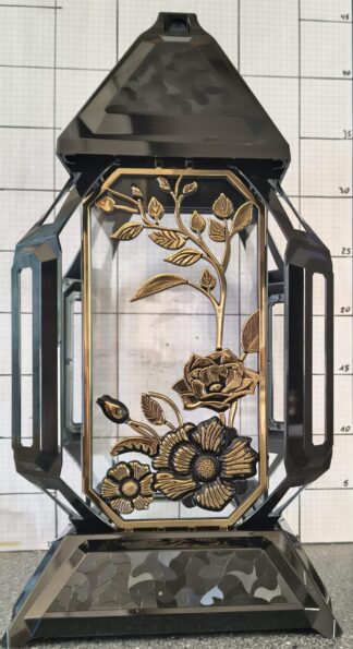 LAMPION KORTE CZARNY DUŻY KWIAT ZŁOTY