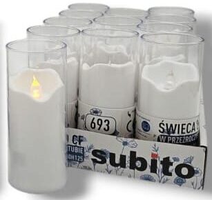 ŚWIECA LED TUBA 693 BEZBARWNA 12,5X5