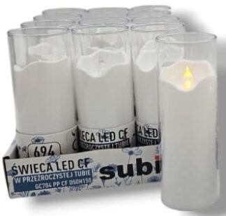 ŚWIECA LED TUBA 694 BEZBARWNA 15X5
