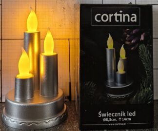 ŚWIECA POTRÓJNA CORTINA SREBRO