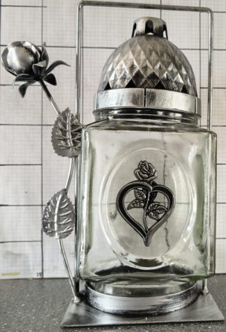 METAL KWADRAT RÓŻA SERCE SREBRO