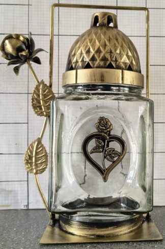 METAL KWADRAT RÓŻA SERCE ZŁOTO