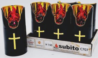 ŚWIECA LED CZARNA 150 ZŁOTY KRZYŻ  CZERWONA  C707