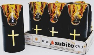 ŚWIECA LED CZARNA 150 ZŁOTY KRZYŻ BIAŁA C707