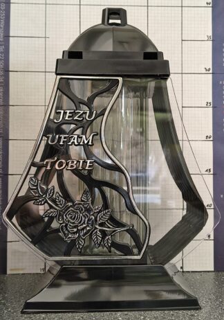 LAMPION 1 CZARNY NAPIS SREBRO