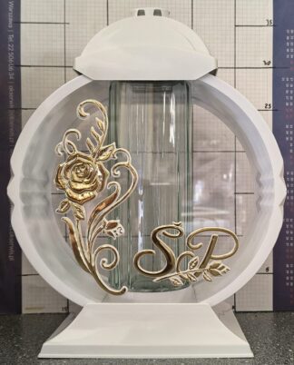 LAMPION MEDALION BIAŁY ŚP ZŁOTO