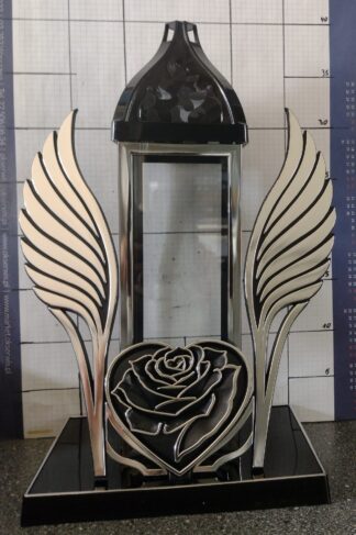 LAMPION HILA DUŻY CZARNY SKRZYDŁA SREBRO